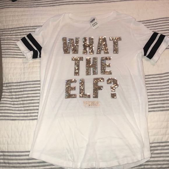 PINK Victoria's Secret Tops - PINK Victoria’s Secret “What the Elf” shirt. Small